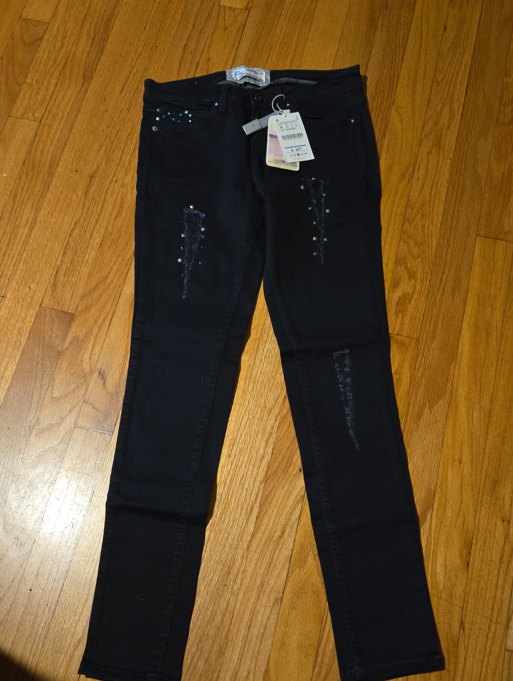 Bershka Black Skinny Jeans with Stud Embellishments